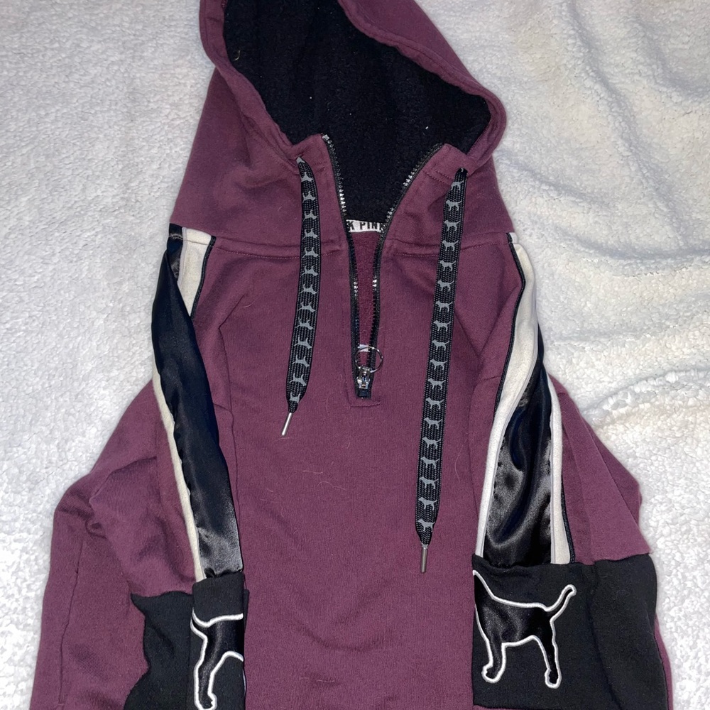 Pink half zip fleece hoodie